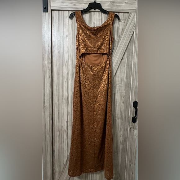 Copper Lace Evening/Cocktail Dress By CANDALITE SZ M NWT - Picture 5 of 14